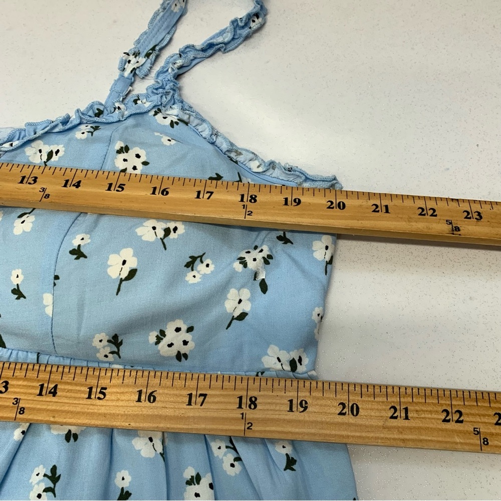 No Boundries Y2K Babydoll Tank Cami Junior 2X Blue Floral Ruffle Feminine Retro - Picture 9 of 10